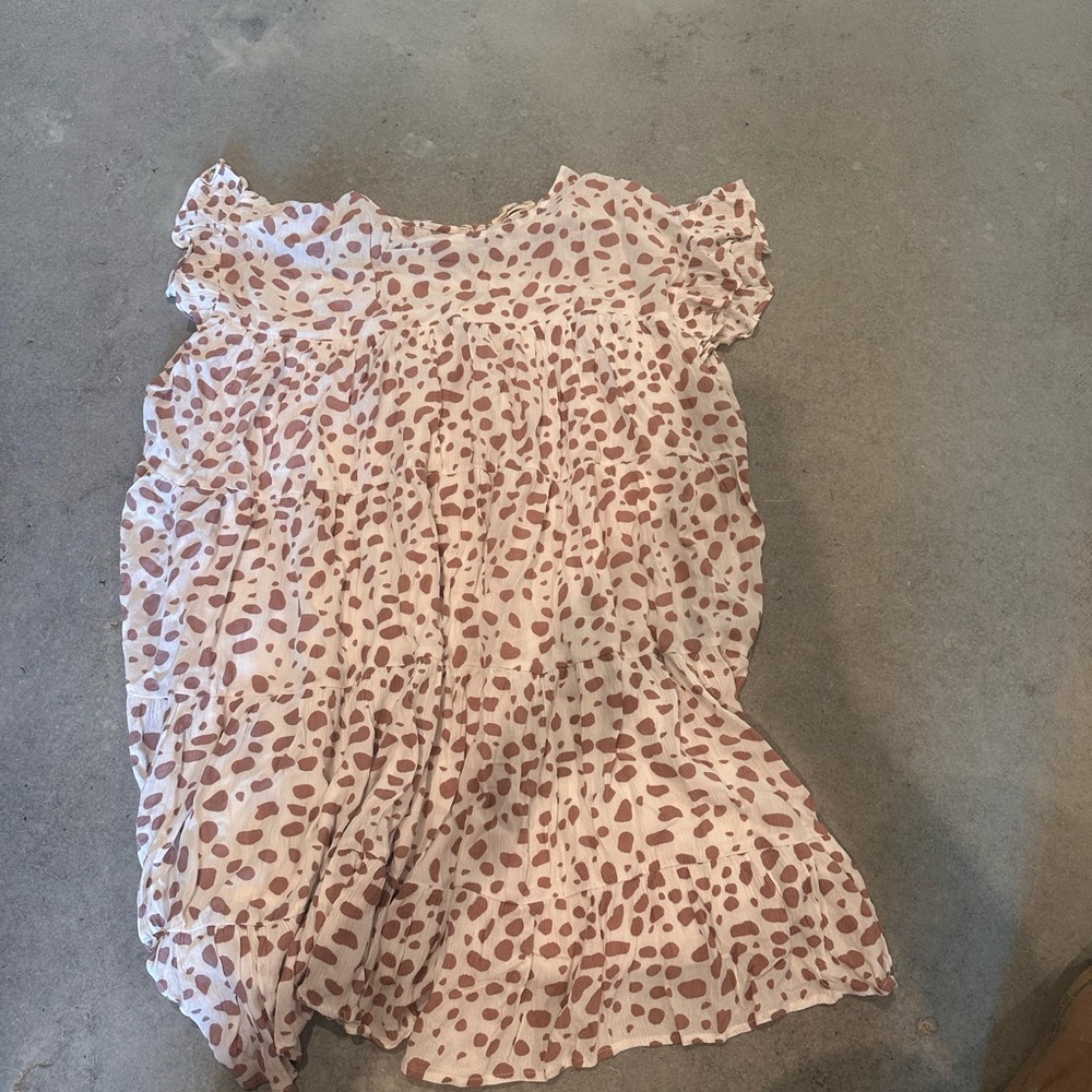 Entro White and Brown Patterned Dress